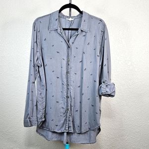 Jane and Delancey Men's button down shirt animal print dog long&3/4 sleeve V-nec